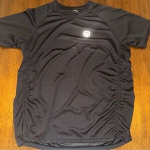 NELEUS Black Athletic Shirt Short Sleeve Rouched Side Size Large